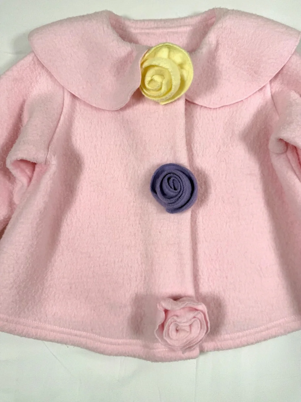MACK‎ & CO Garden Jacket Baby Girl 18M Fleece Coat Cottagecore Rosette Collar